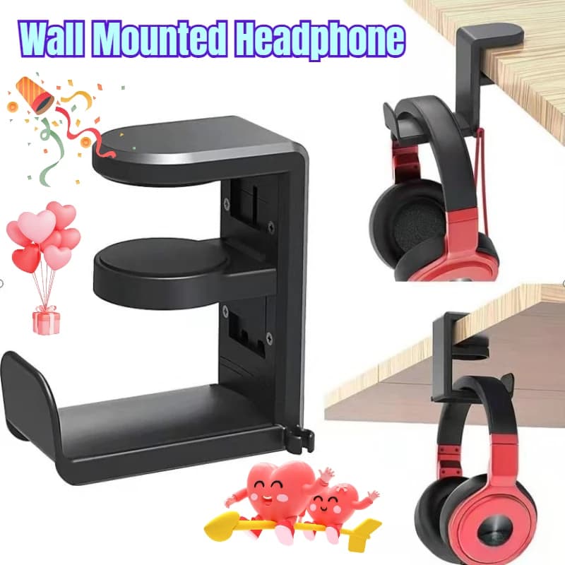 Supporto per cuffie montato a parete Supporto per controller di gioco Espositore per cuffie sotto il gancio per gancio da scrivania per auricolari