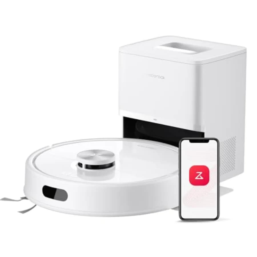 Robot Aspirapolvere e Lavapavimenti Q7 M5+ (Versione Aggiornata da Q5 Max+) con Svuotamento Automatico Fino a 7-9 Settimane, Aspirazione da 10000Pa e Doppio Sistema Anti-Groviglio per Peli di Animali Domestici