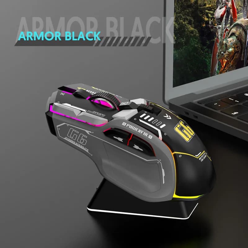 12-key FreeWolf G6 mechanical game mouse, wired mouse with A826, RGB chip, macro-programming, superior ergonomic design for gaming