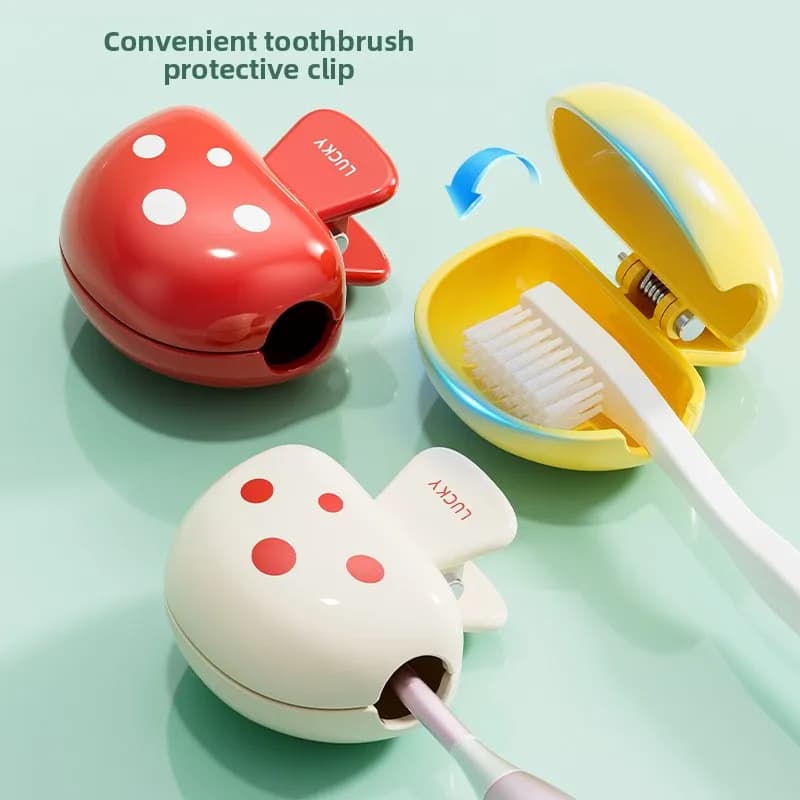 Coperture per testine per spazzolino da viaggio a tema fungo Cappuccio protettivo per spazzolino Custodia protettiva per baccelli Clip in plastica portatile protettiva