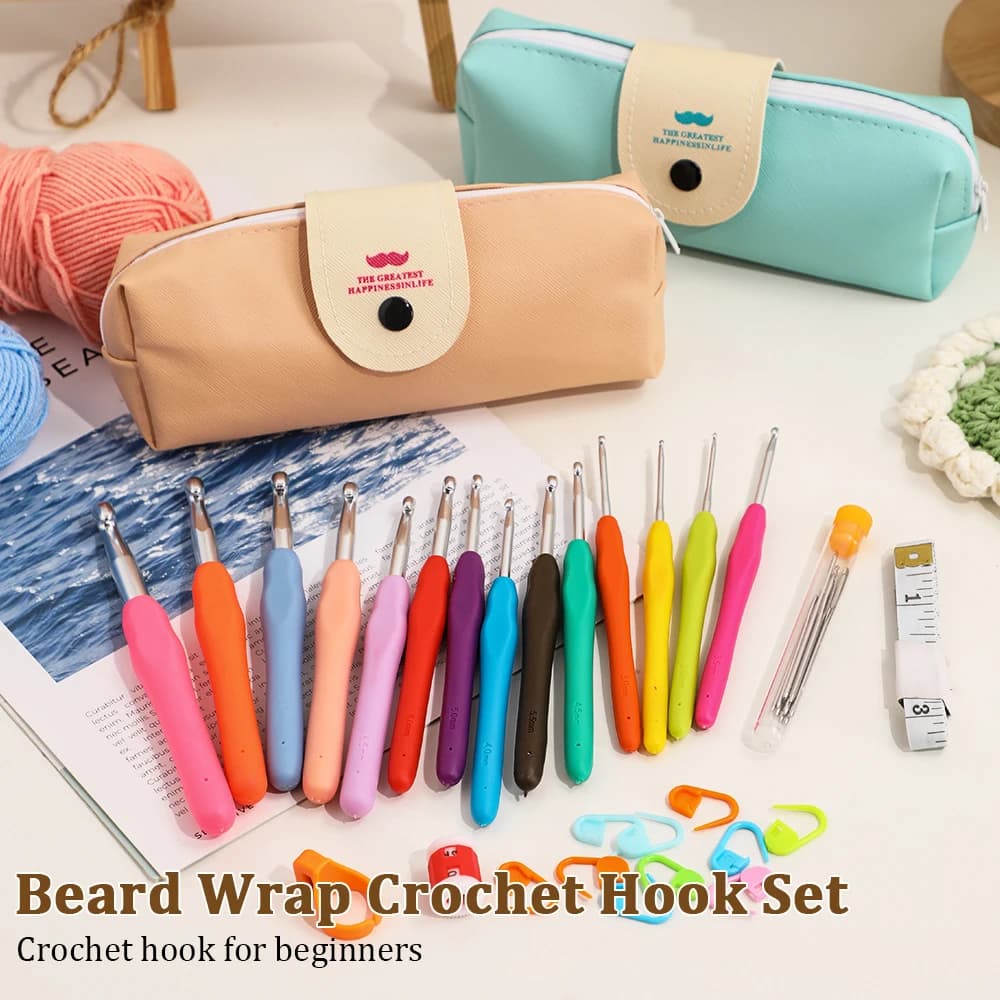 Set di uncinetti divertenti per il fai da te, strumenti per tessitura, aghi per uncinetto, set di aghi per maglieria con borsa portaoggetti per il fai da te all'uncinetto