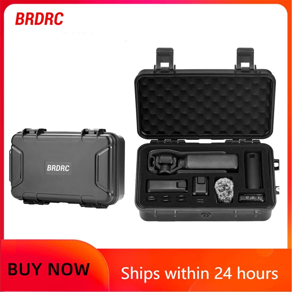 BRDRC Pocket 3 Custodia rigida impermeabile per DJI Osmo Pocket 3 Accessori per fotocamera Scatola da viaggio Custodia da trasporto portatile Valigia nera
