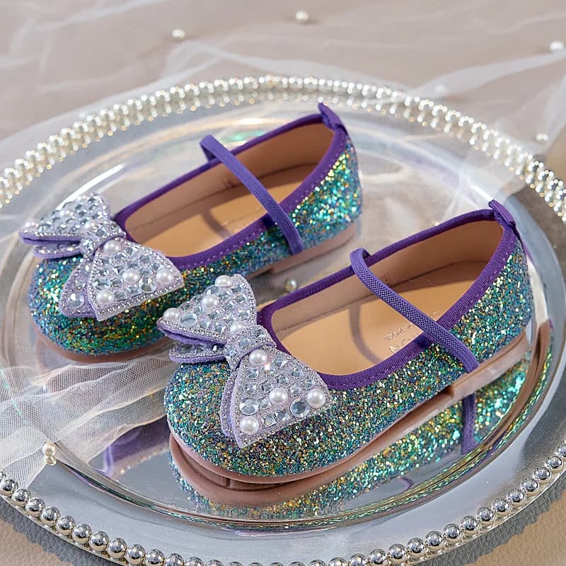 Moccassini Baby Soft Sole Dance Princess Party Footwear Siren Purple Glitter Ballet Shoes Children Girls