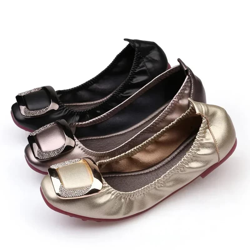 Morbido cuoio fibbia di cristallo roll up piatto slip on muli scarpe da donna primavera pigro comodo mocassino femme plus size 41 appartamenti in gravidanza