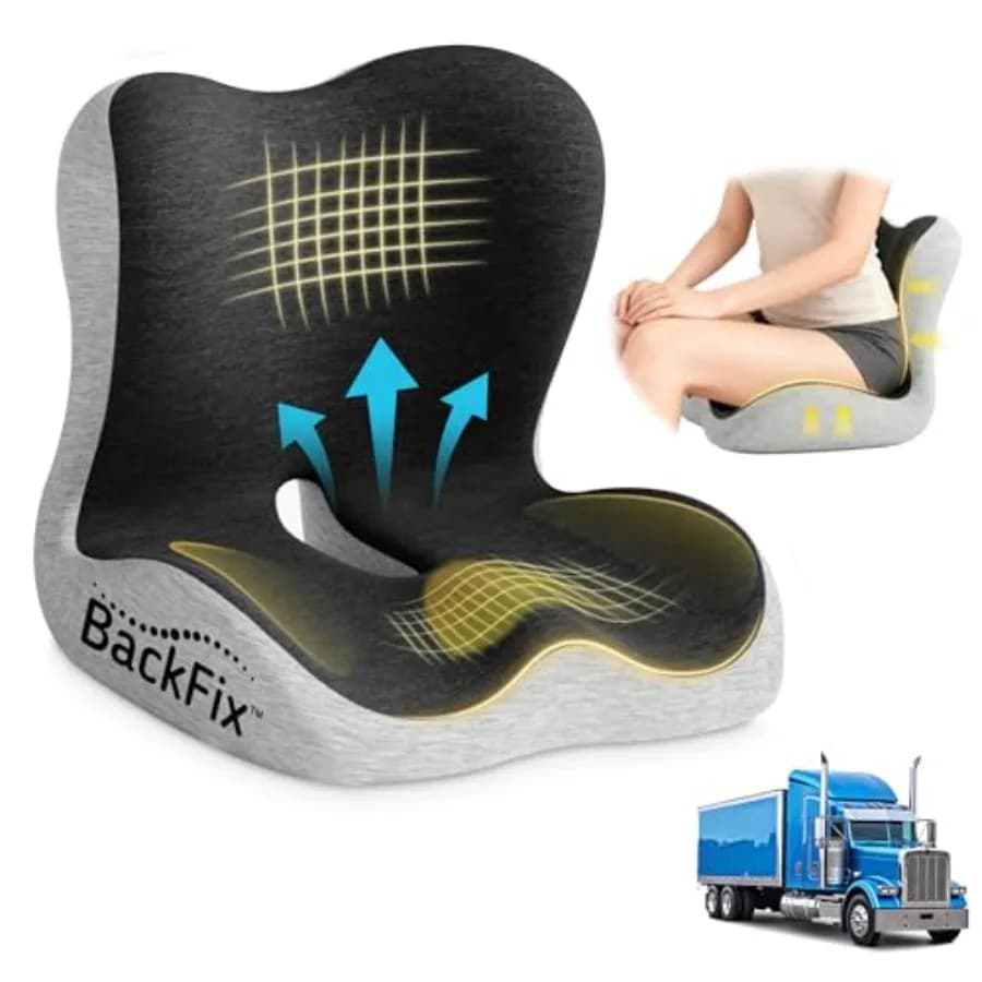 Cuscino per Sedile Extra Alto in Memory Foam - Supporto Lombare per Ufficio/Auto/Camion Copertura di raffreddamento. Progettato da medici