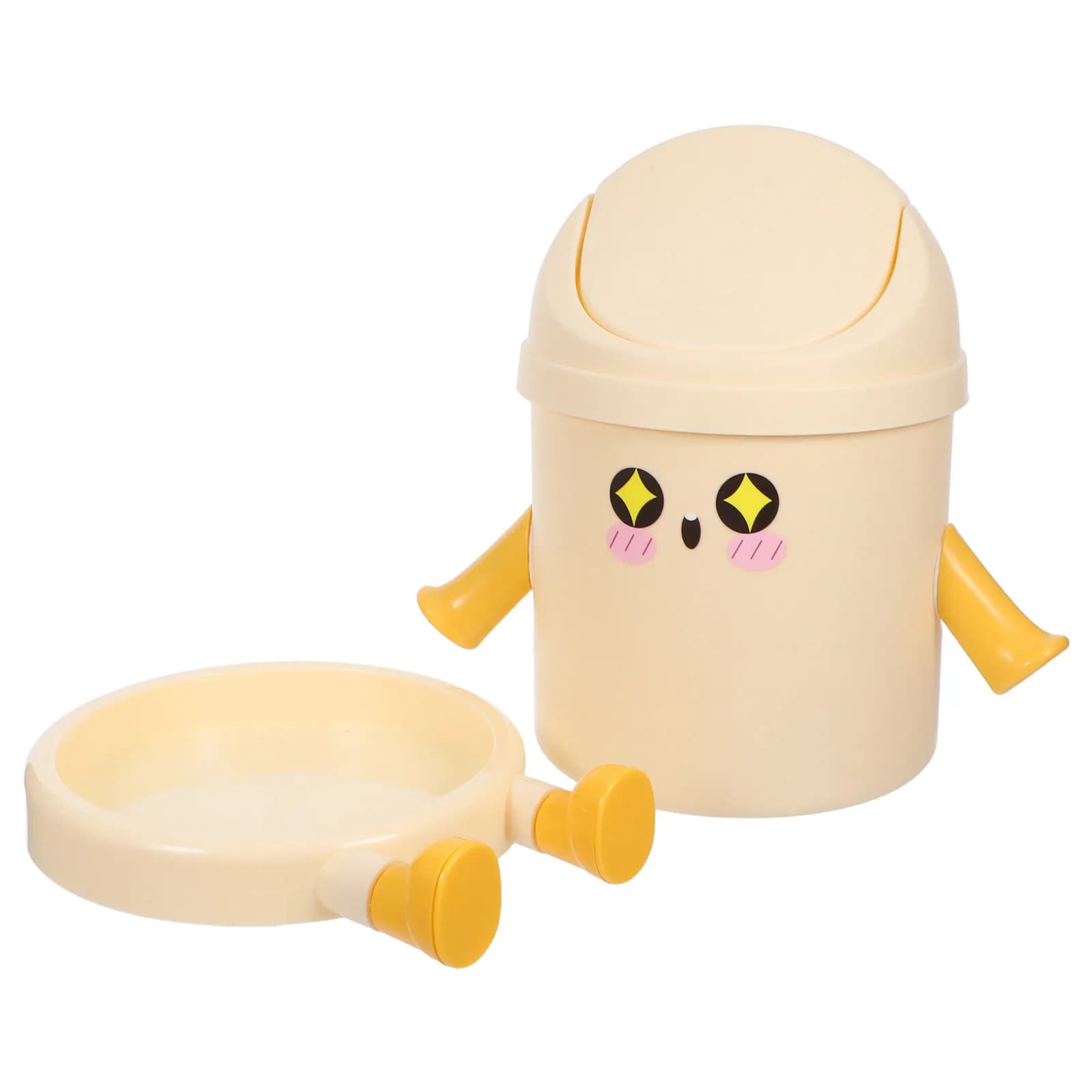 Desktop Mini Trash Can Cute Cartoon Style PP Material Compact Small Waste Basket for Home Office Desk Tabletop Space Saving