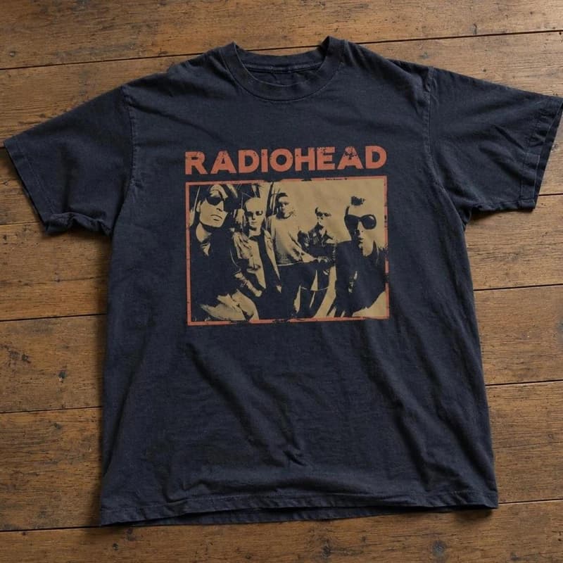 Radiohead Band T-shirt, Unisex Black T-shirt with Music Design.Y2K Round Neck Short-sleeved Loose Casual Printed Top