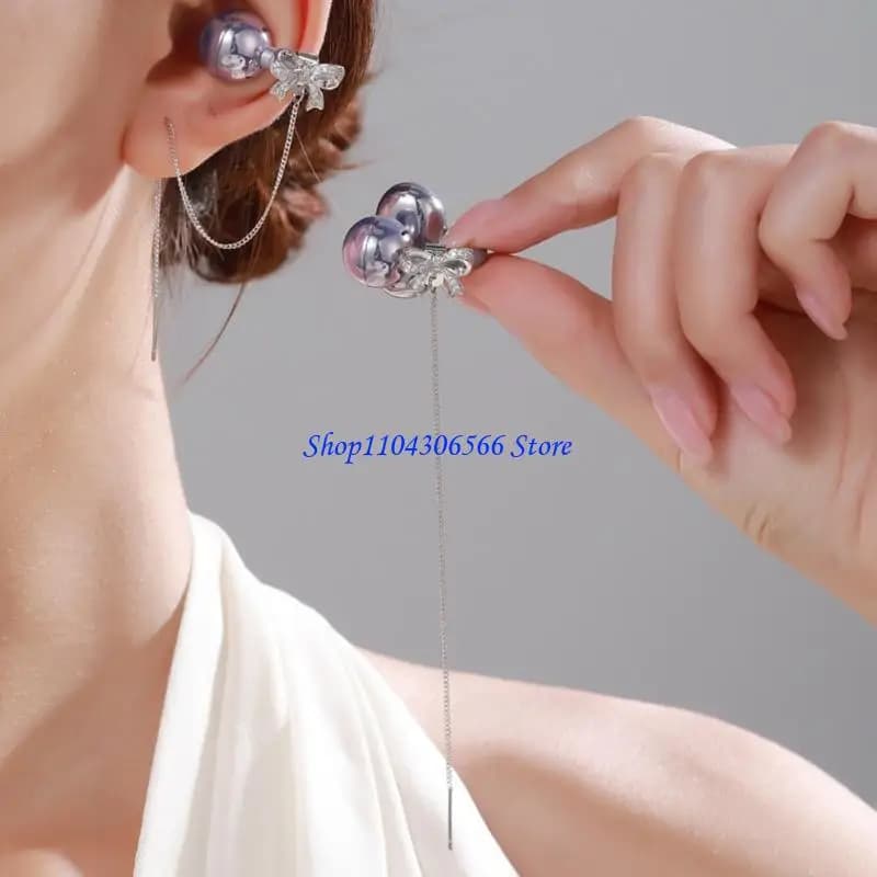02DD Earphone Clip Security Charm Butterfly Crystal Zircon Accent Compatible for Freeclip 1/2 Wireless Headphones Decoration