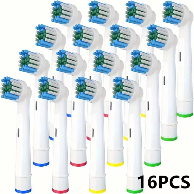 4/8/16-piece toothbrush heads compatible with Oral-B electric toothbrush, precision cleaning, multicoloured identifying rings