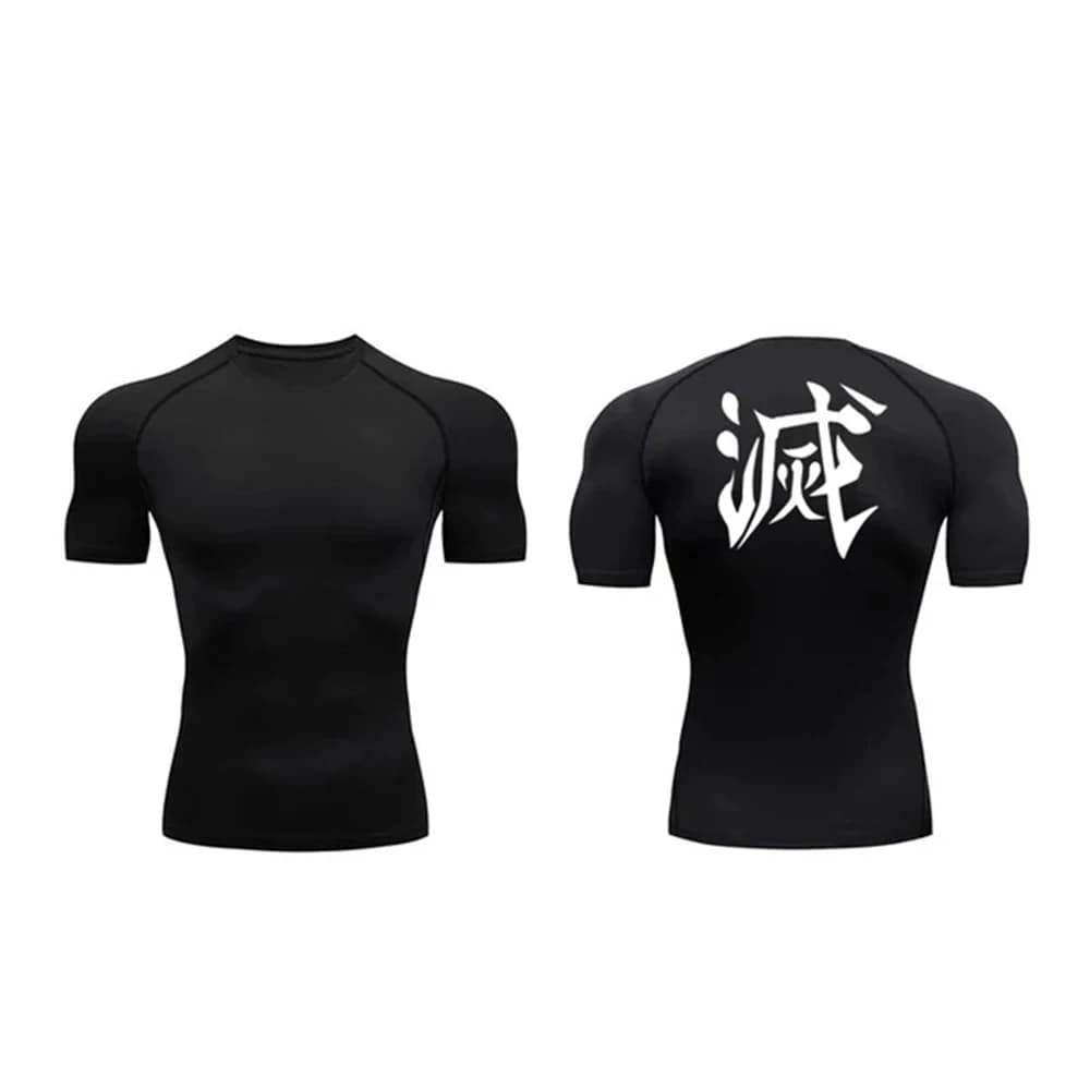 Magliette a compressione con stampa Demon Slayer per uomo, magliette da allenamento in palestra, magliette fitness a maniche corte, magliette atletiche ad asciugatura rapida, t-shirt.