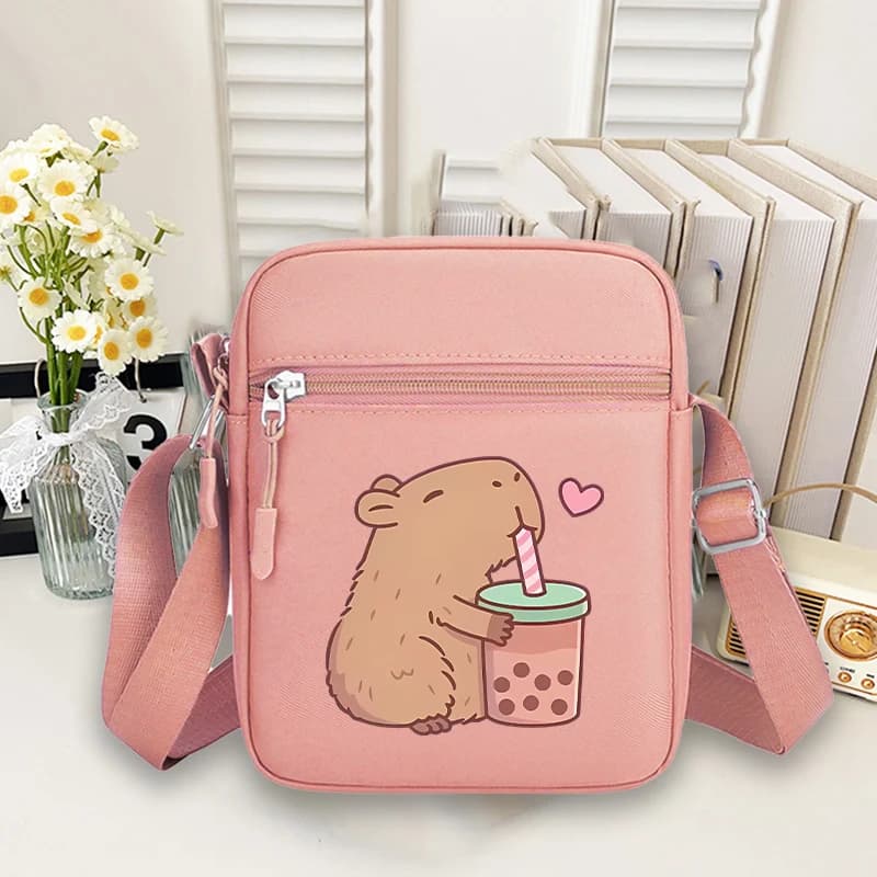Capybara Women's Crossbody Bag Cartoon Printed Figures Oxford Shoulder Bags New Phone Simple Shopper Purse Bag Boys Girls Gift