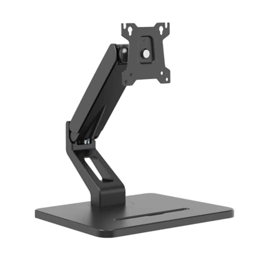Supporto per Monitor Singolo da 17-32 Pollici, in Alluminio, Nero, con Molla a Gas e Movimento Completo, Compatibile VESA 75x75 100x100mm