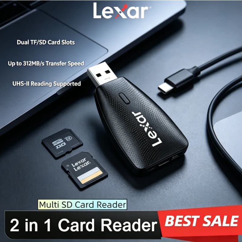 Lexar to SD MicroSD TF Card USB3.2 Type-C USB3.1 Card Reader for PC Laptop Smart microsd Memory Card reader SD Card Adapter