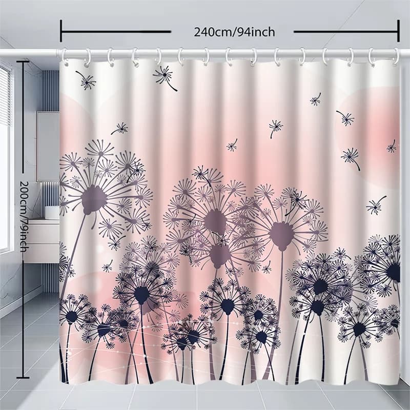 1pc dandelion Shower Curtain with Metal Grommets, Polyester Bath Curtain Widow Curtain Bathroom Decor & Accessories