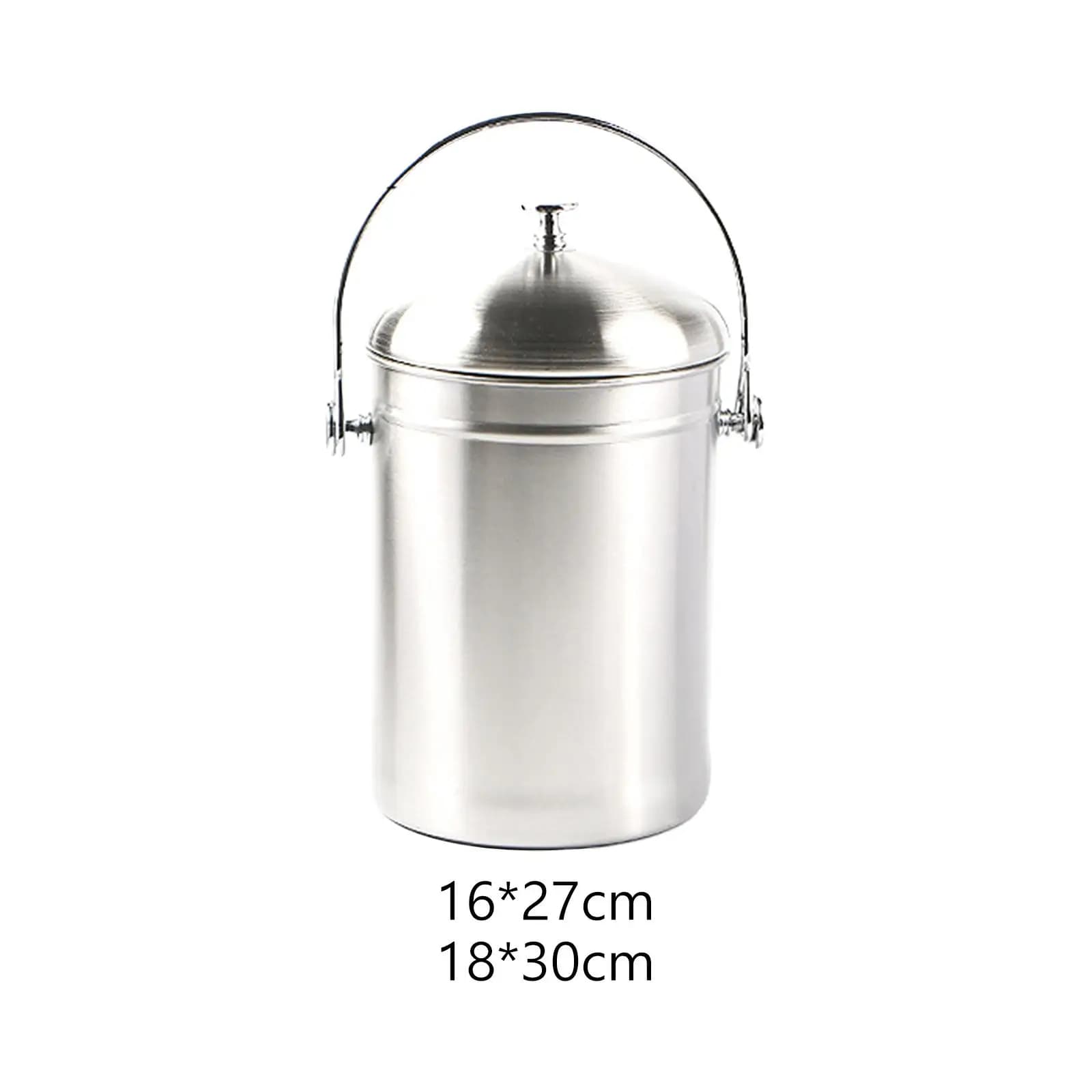 Stainless Steel Compost Bin Garbage Bin with Handle, Peel Kitchen Pail Compost Kitchen Counter for Gardening