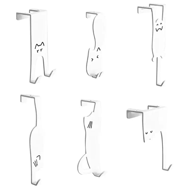 ABHB-Senza gancio per porta di perforazione, armadio da cucina da 6 pezzi, scaffale per ganci per porta, appendiabiti, tappo di stoccaggio