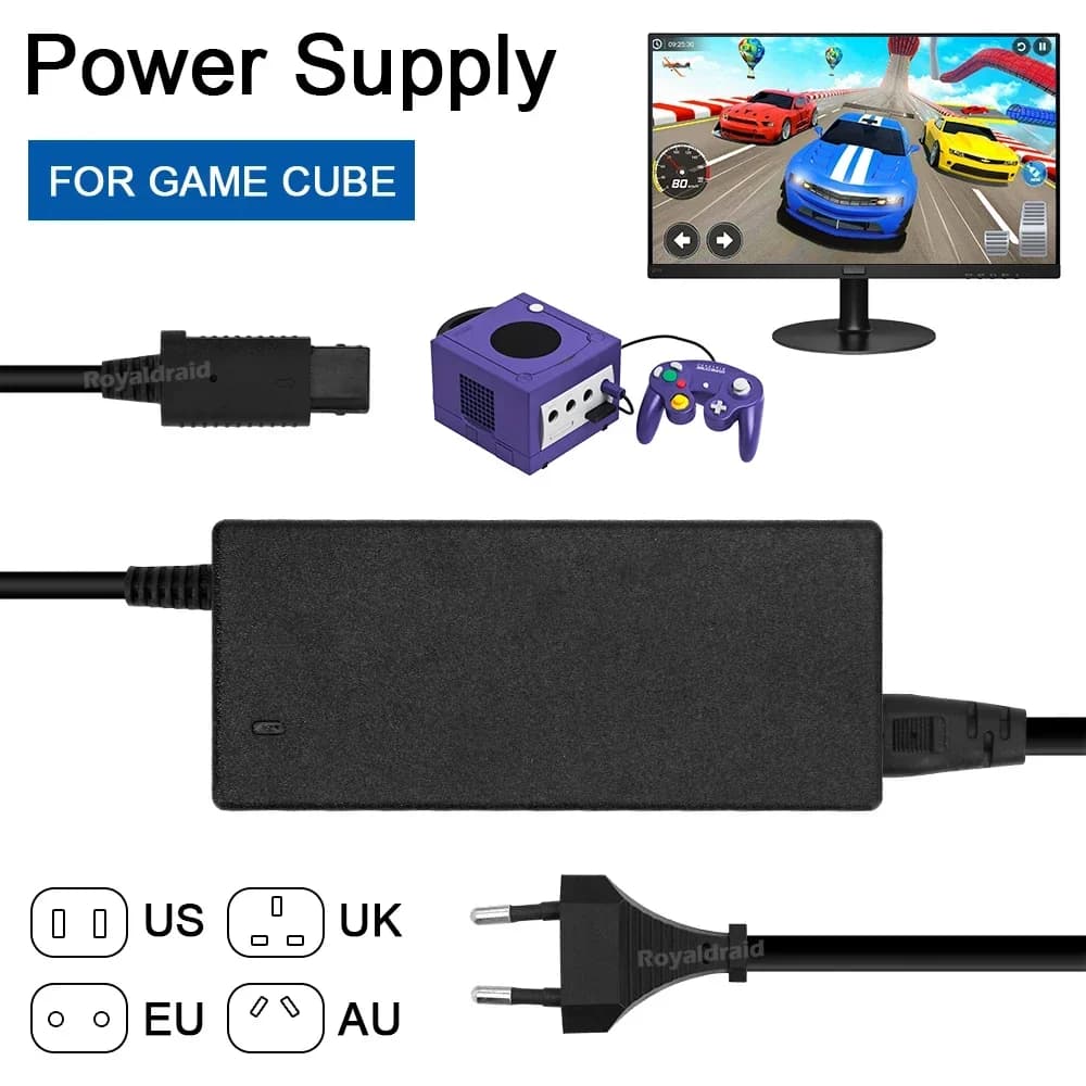 Adattatore di Alimentazione AC EU/US/UK/AU per Console di Gioco GameCube, Caricabatterie per NGC, Adattatore AC/DC 100-240V, Accessorio per Gaming