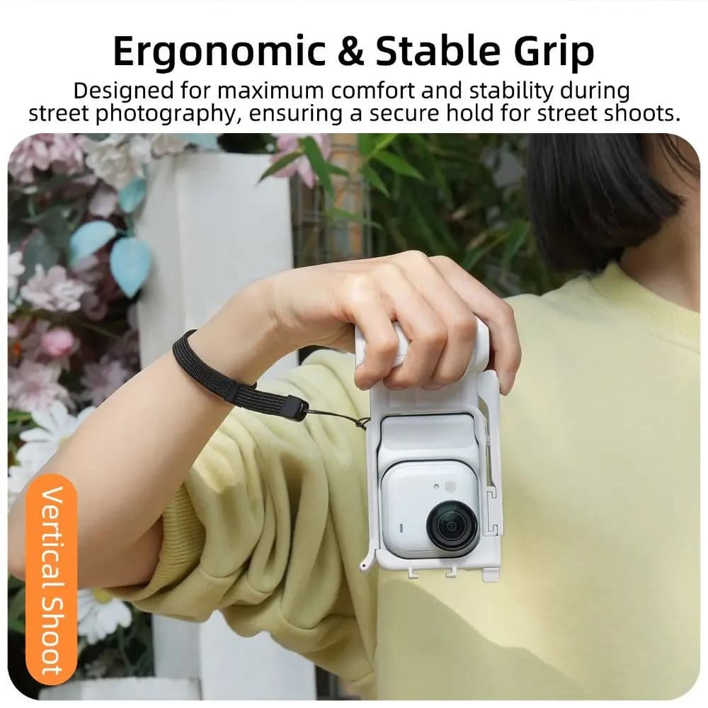 Kit Impugnatura Street Grip a Sgancio Rapido con Pulsante Otturatore e Cold Shoe, Maniglia Leggera per Fotocamera Insta360 Go Ultra