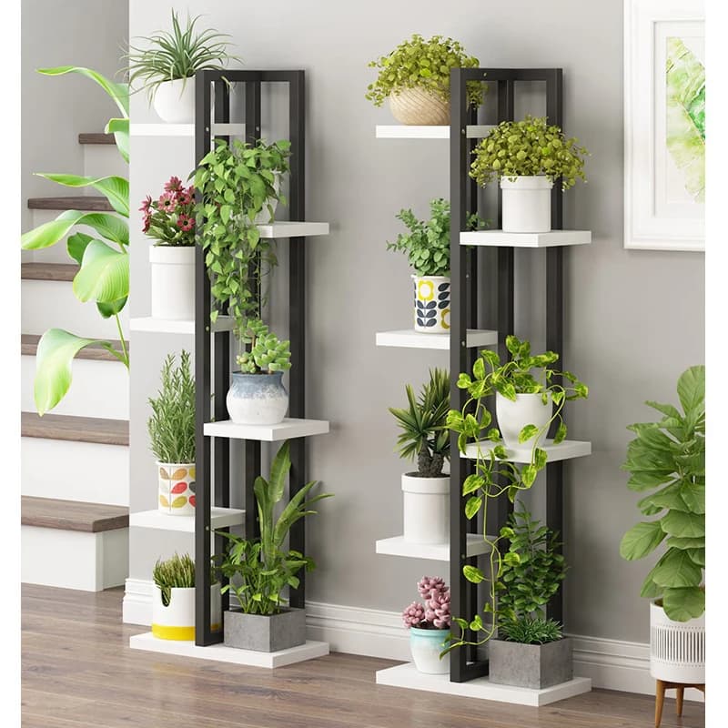 Supporto per piante in vaso a 6 livelli in metallo a 7 ripiani multipli per vasi da fiori Scaffale per fioriera Espositore per interni ed esterni