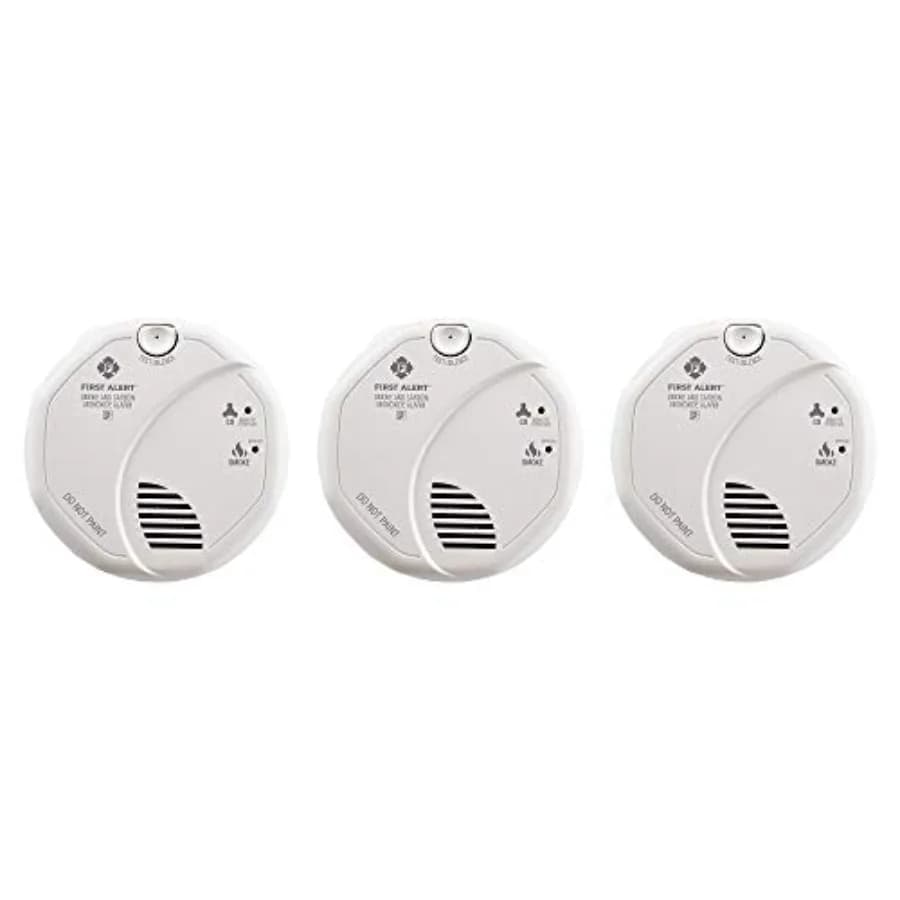 Hardwired smoke and CO detector with battery backup for home safety, white ABS plastic, reliable dual-sensor protection and 10-