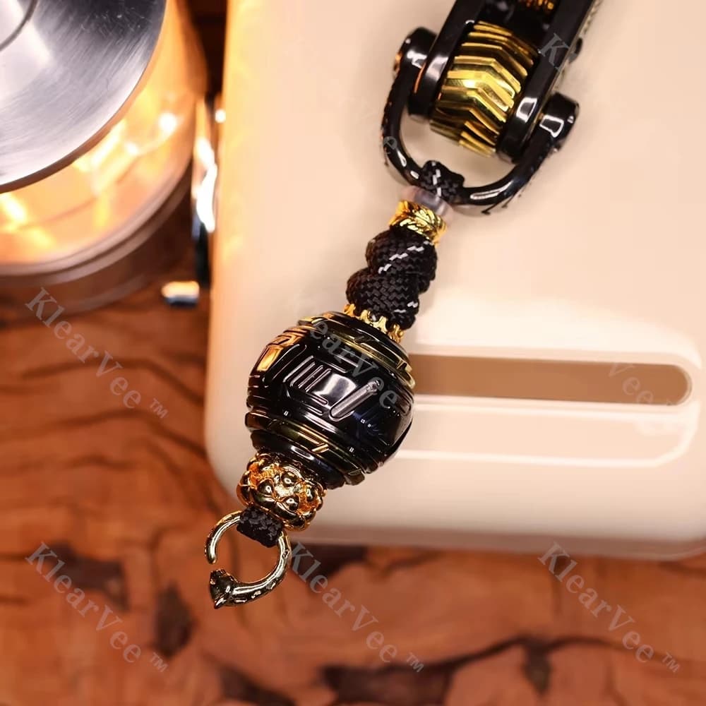 Fidget Spinner in Metallo Seki Fatto a Mano, Ciondolo EDC con Perline Intrecciate in Paracord, Portachiavi Creativo, Ornamento per Borsa