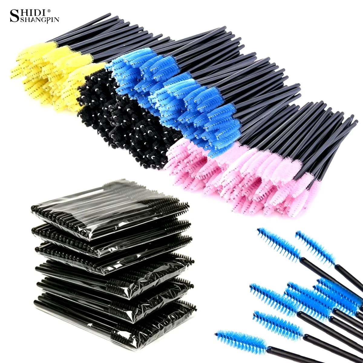 Wholesales Eyelash Brush 100/200/500pcs Applicator Lash Mascara Wands Brushes Eyelash Extension Eyebrow Spoolies Makeup Tools