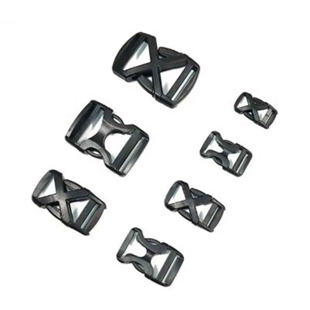 10 pezzi POM hardware in plastica fibbia di regolazione del marsupio nero 7 stili fibbia a sgancio laterale doppia borsa da cintura per zaino esterno parti
