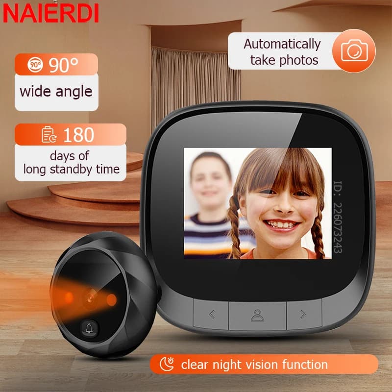 Campanello Intelligente NAIERDI con Schermo LCD da 2,4 Pollici, Spioncino Elettronico Digitale con Visione Notturna e Registrazione Foto