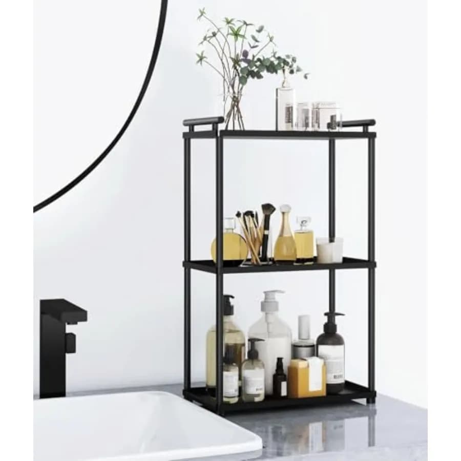 3 Tier Bathroom Organizer Countertop, Stainless Steel Perfume Tray and Vanity Countertop Shelf, Makeup Skin Care Bathroom Organ