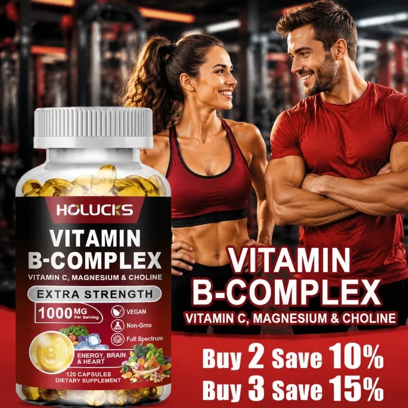 Organic Vitamin B-Complex Supplement, with Magnesium & Biotin, Support Mental Clarity, Hair & Skin Health, Daily Vitality