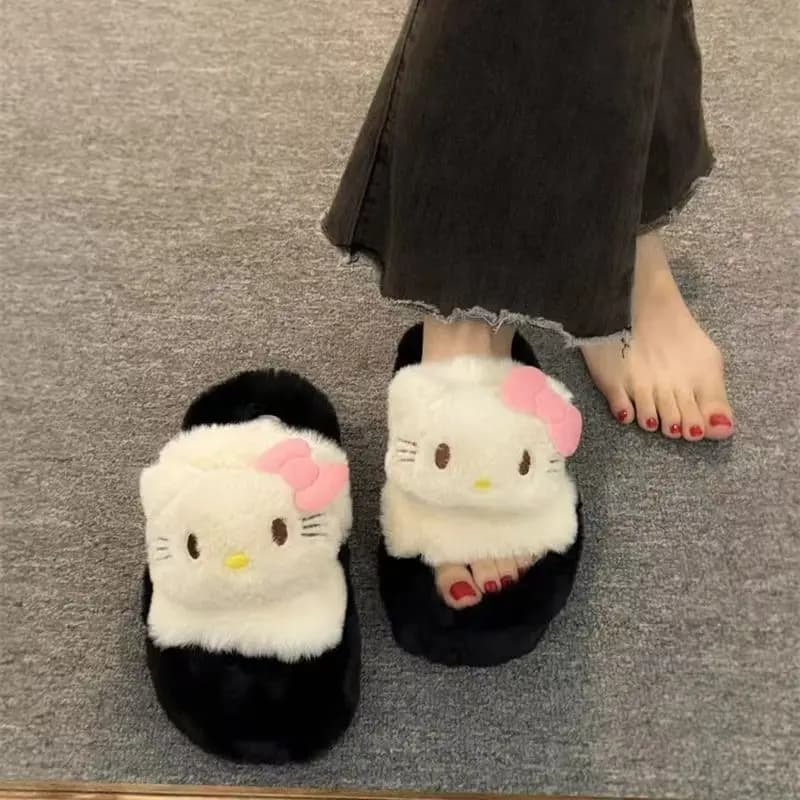 Pantofole in Peluche Sanrio per Donna, Hello Kitty Anime, Suola Spessa, Autunno Inverno, Morbide e Carine, Regalo Dolce per Ragazze