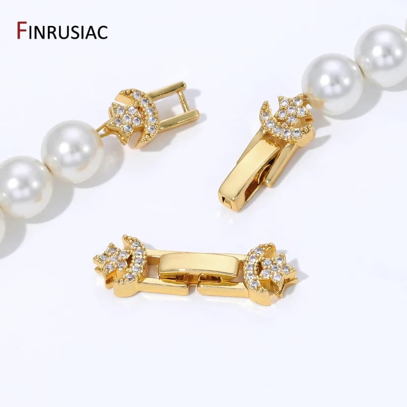 18K gold plated brass pearl clasp, bracelet closures, zircon closures for creating DIY jewellery
