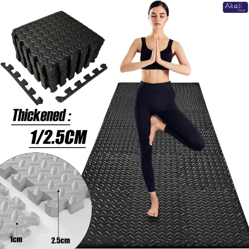 1/2,5 cm thickened EVA foam mat, anti-slip, for gym, yoga, shock absorption, training, home fitness, puzzle carpet