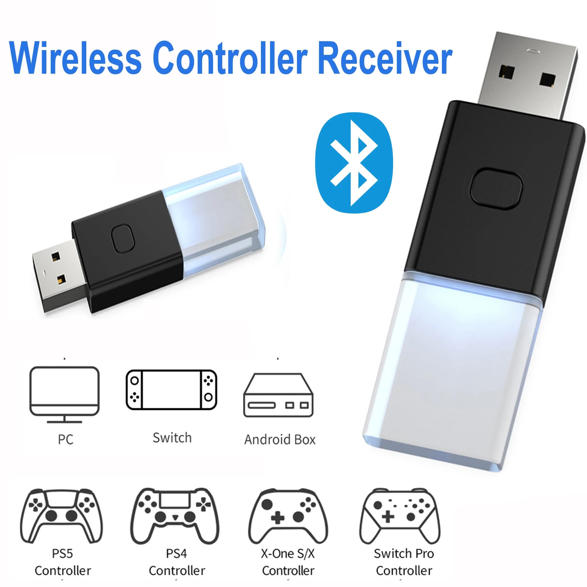Adattatore Dongle Wireless USB ricevitore Controller USB compatibile con Bluetooth per Nintendo Switch PS4 PS5 Xbox One S/X accessori