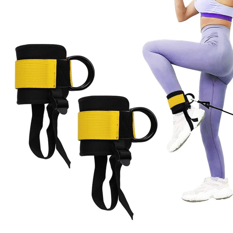 Cinghie di supporto per caviglia Esercizi per gambe Doppio anello a D Polsini imbottiti in neoprene regolabili per caviglia Tutore per allenamento per glutei per gambe Sicurezza sportiva