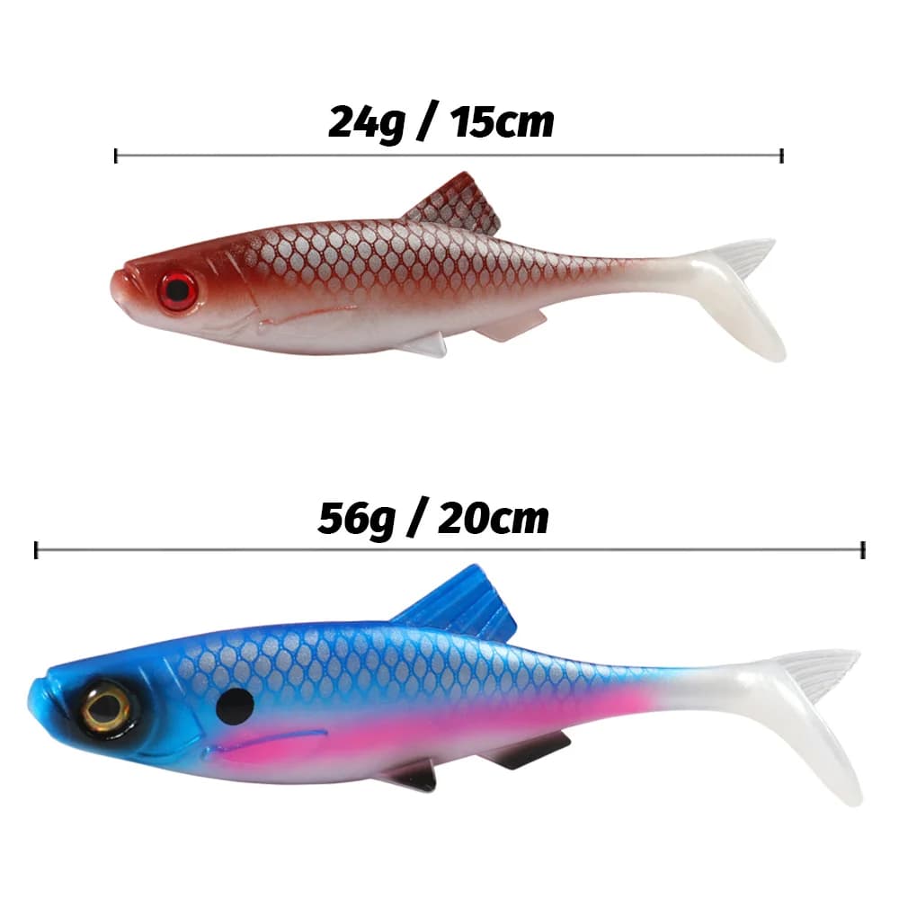 1-2 pezzi esche morbide 24g 56g attrezzatura da pesca 3D T coda attrezzatura in silicone Swimbait acqua dolce Wobbler pesca in acqua salata esca artificiale