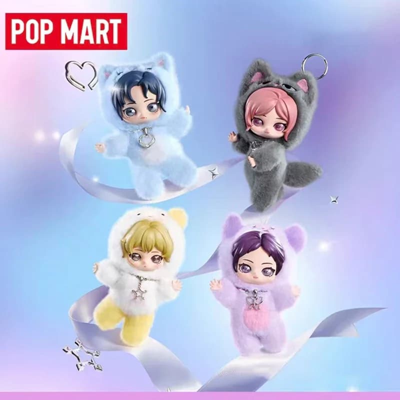 POP MART Aespa FLUFFY CLUB SERIES Ciondolo Peluche Originale Blind Box Scatola a Sorpresa Mystery Box Simpatiche Action Figure Anime Ornamenti