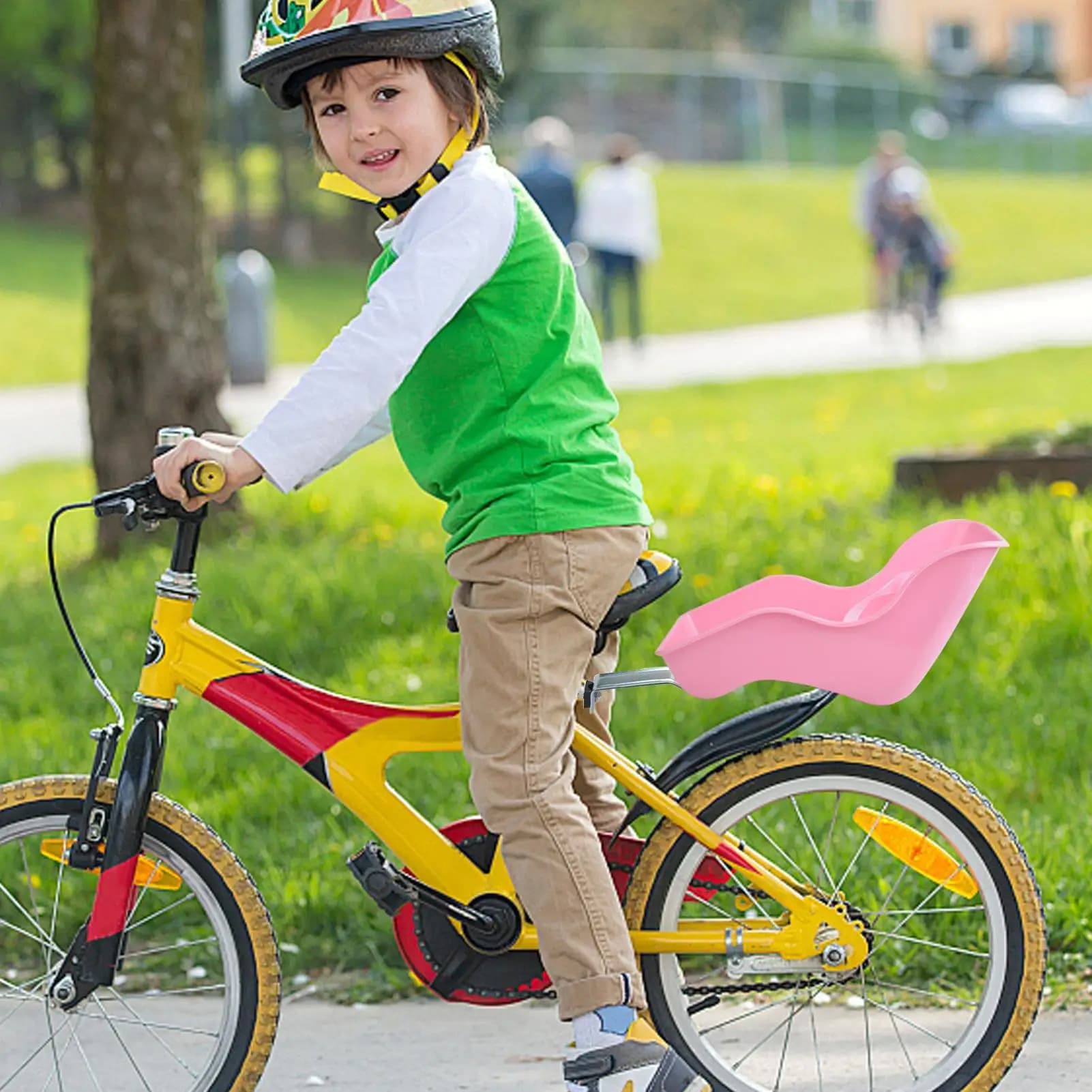 Decorazione per sedile per bicicletta per bambola, regalo per bambini facile da installare per la maggior parte delle biciclette. Sedile per porta bambola. Attacco per sedile per ciclo per bambola rosa