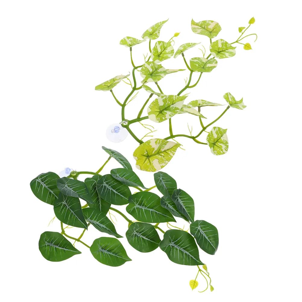 2Pcs Lifelike Reptile Plants Hanging Vines Artificial Climbing Decorations for Terrarium Habitat Tank Accessories