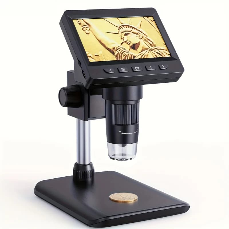microscopio digitale, doppio scatto reale 1080P 1000, microscopio per computer a 8 LED, biologia elettronica, compatibile con laptop, inglese