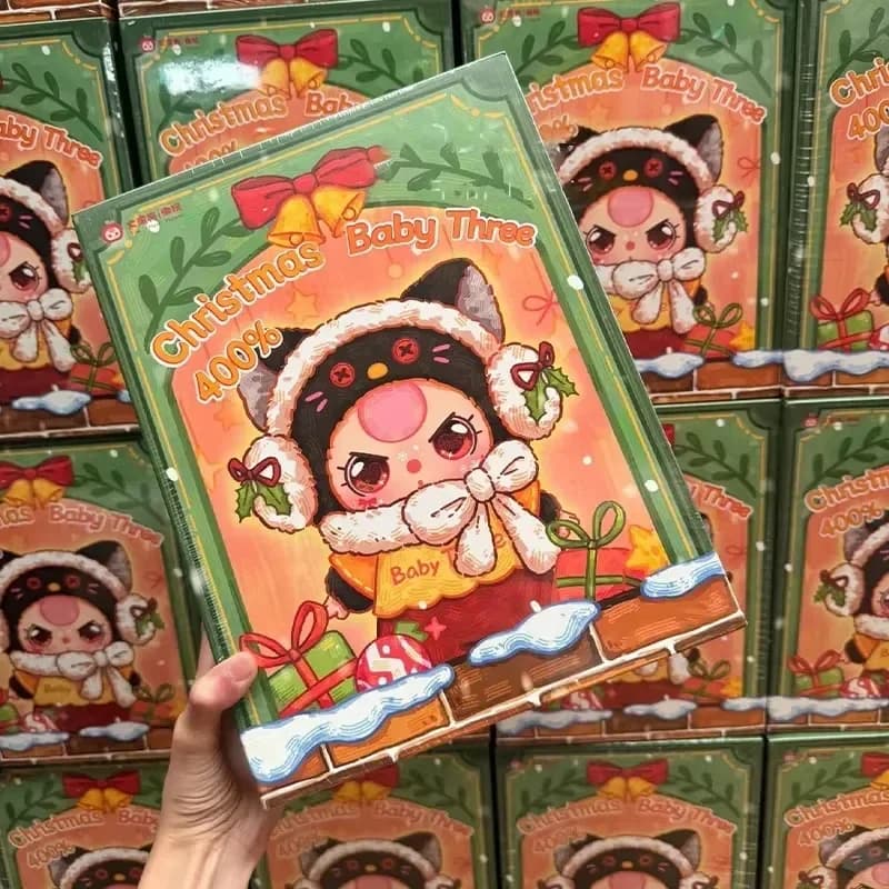Originale Baby Tre 400% Natale Stile limitato Bambola in vinile Kawaii Personaggio della bambola Grande collezione di bambini Scatola cieca Giocattoli carini Regali