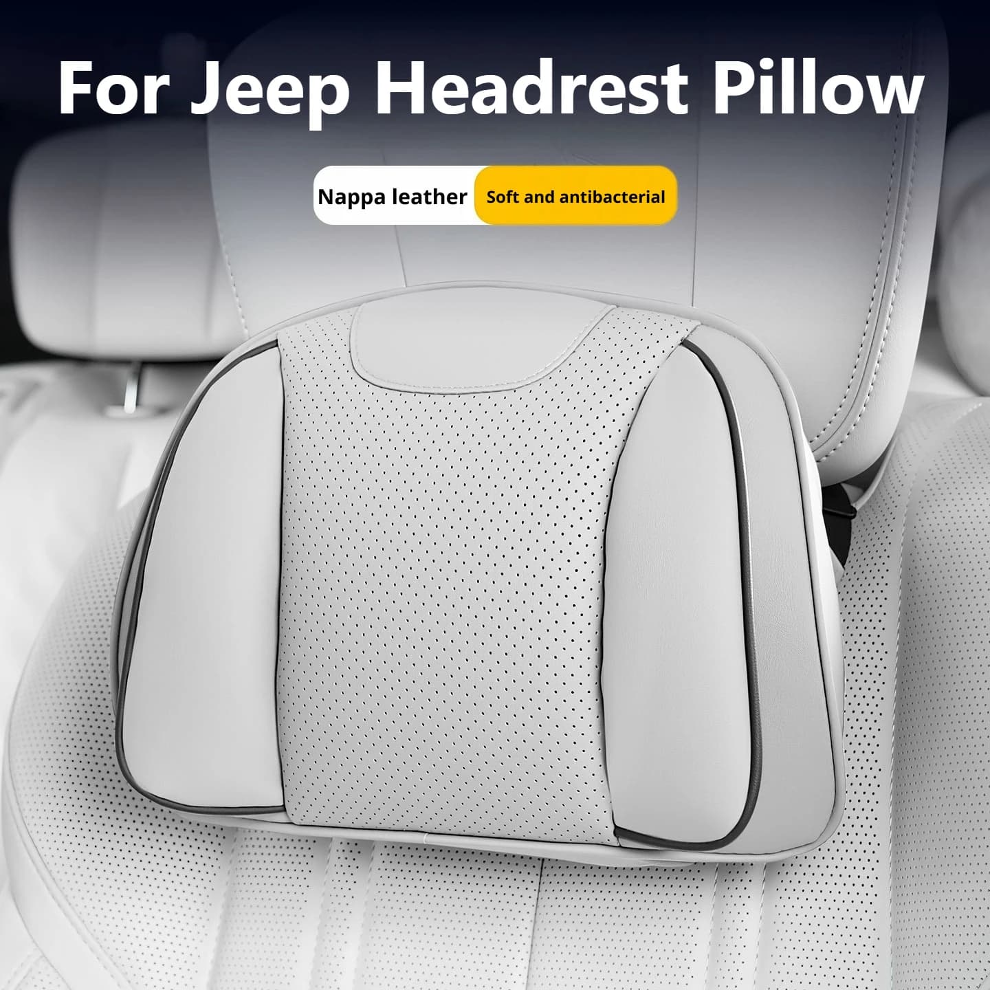 For Jeep Car Headrest Pillow Lumbar Pillow Luxury Nappa Leather Fit Wrangler Gladiator Grand Cherokee Compass Renegade Commander