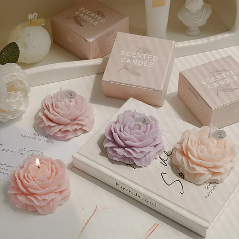3D Aromatic Candle in Peon Shape, Creative Decoration for Weddings, Gift Pack, Valentine's Day Souvenir