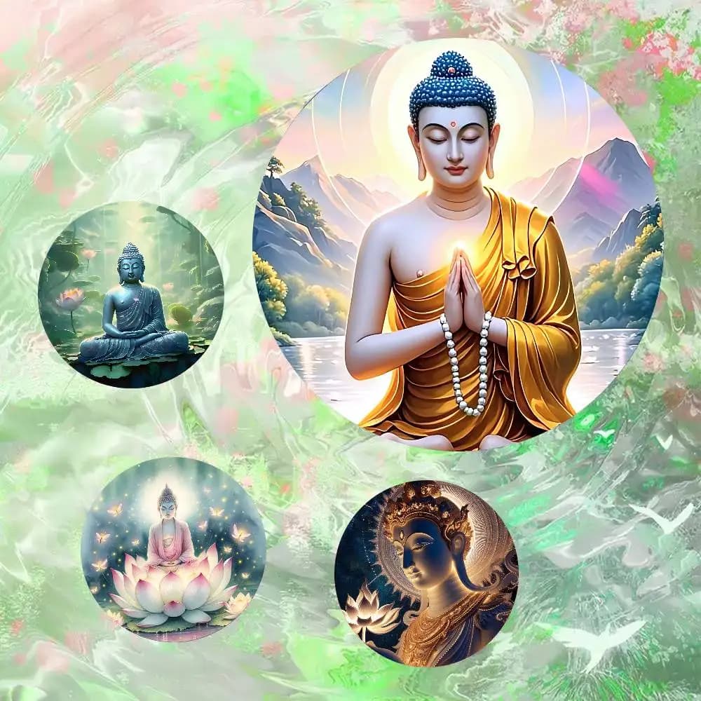 Spilla/Accessorio a forma di Buddha religioso con fiori, stile cartone animato, per amici, zaini, vestiti, collezioni, gioielli, regalo