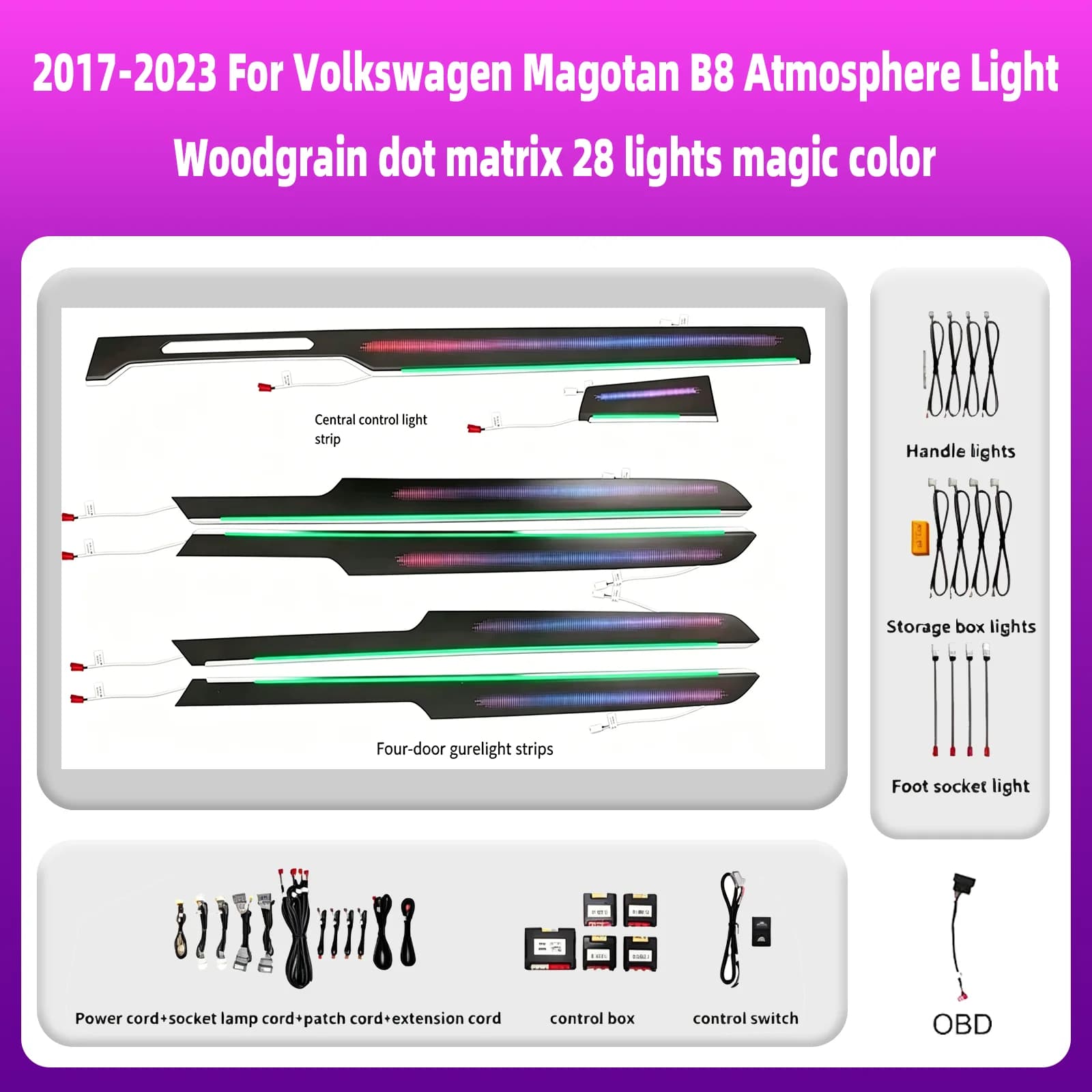 For Volkswagen Magotan B8 2017-2023 Years Ambient Light Atmosphere Lamp Interior lighting kit illuminated Strips LED