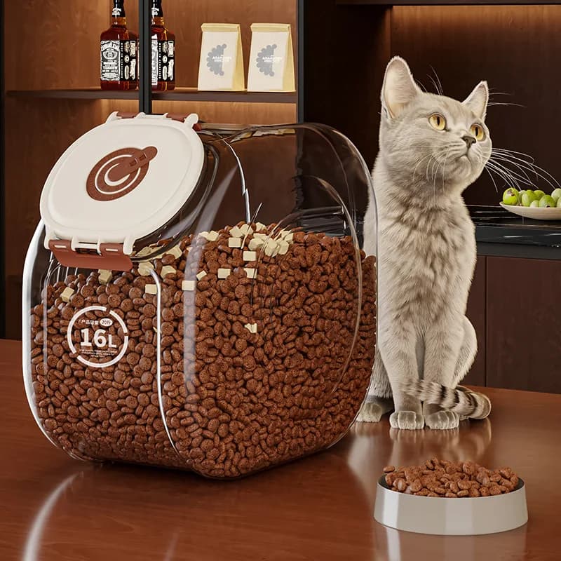 Contenitore per la conservazione dei cereali per gatti, secchiello per snack per animali domestici, barile per alimenti per gatti, cibo per gatti, barile per cibo per cani, ciotola per gatti, forniture per animali domestici