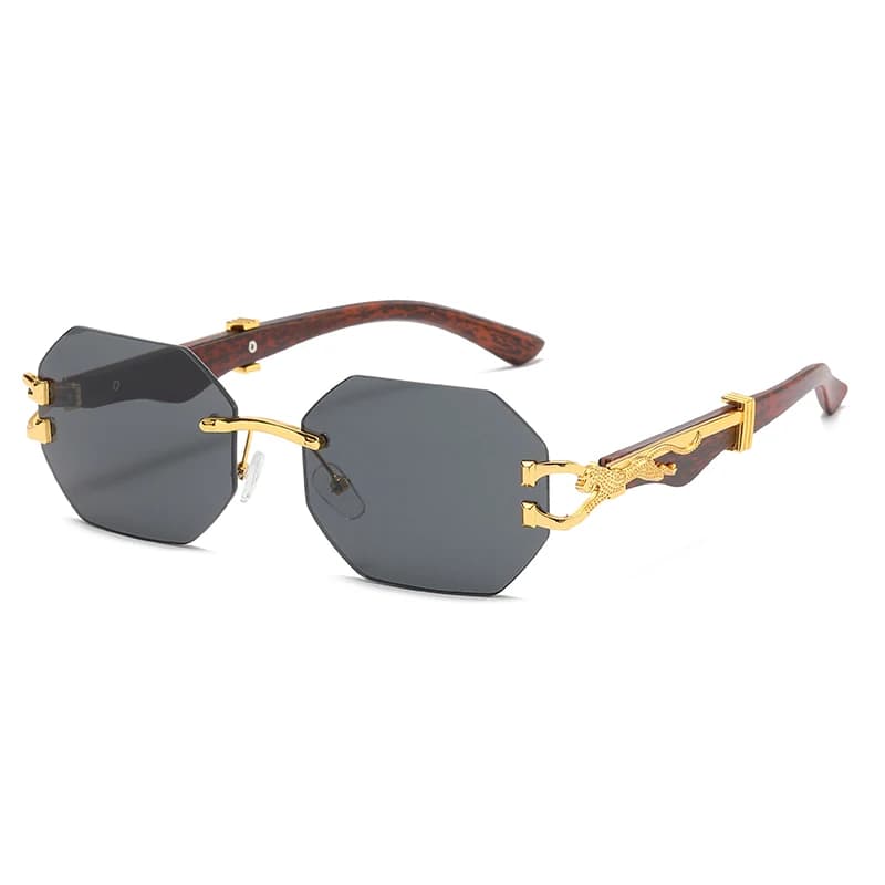 Cycling Rimless Polygonal Gradient Sunglasses Metal Frame Leopard Design Unisex Sun Glasses Outdoor Party Vacation Travel