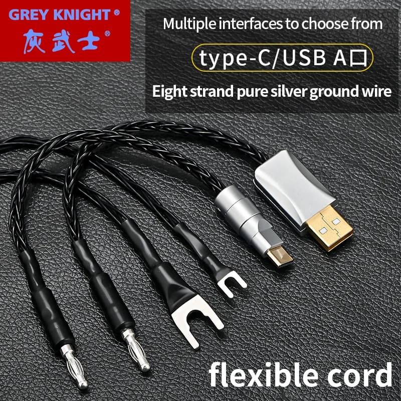 Hifi Pure Silver Grounding Cable Eight/Four Strand Braided Electronic Black Hole Grounding Box Special Cable Banana Plug