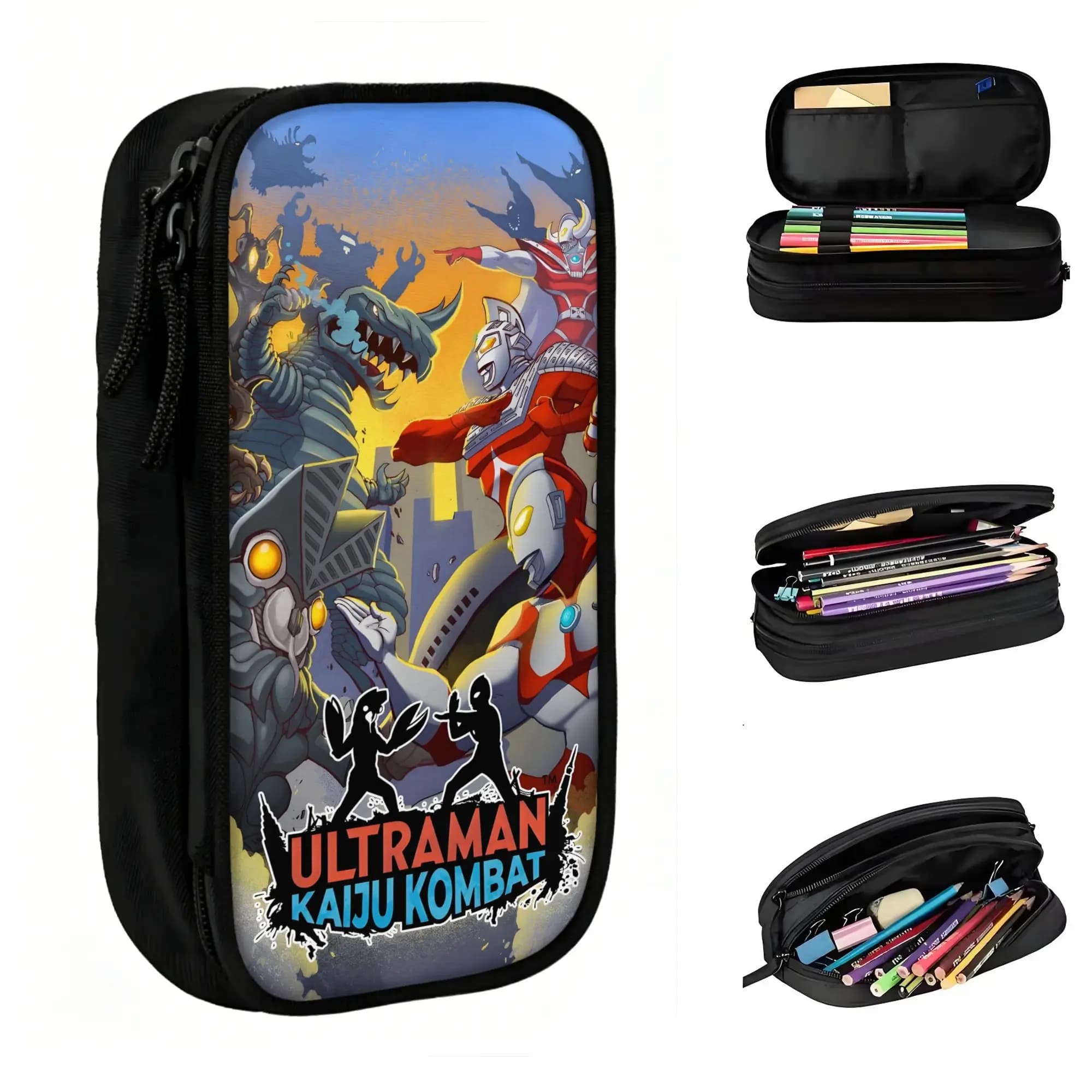 Custom Ultraman Hot Japan Comic Kawaii Pencil Case Boys Girls Big Capacity Comic Pencil Box Students Stationery