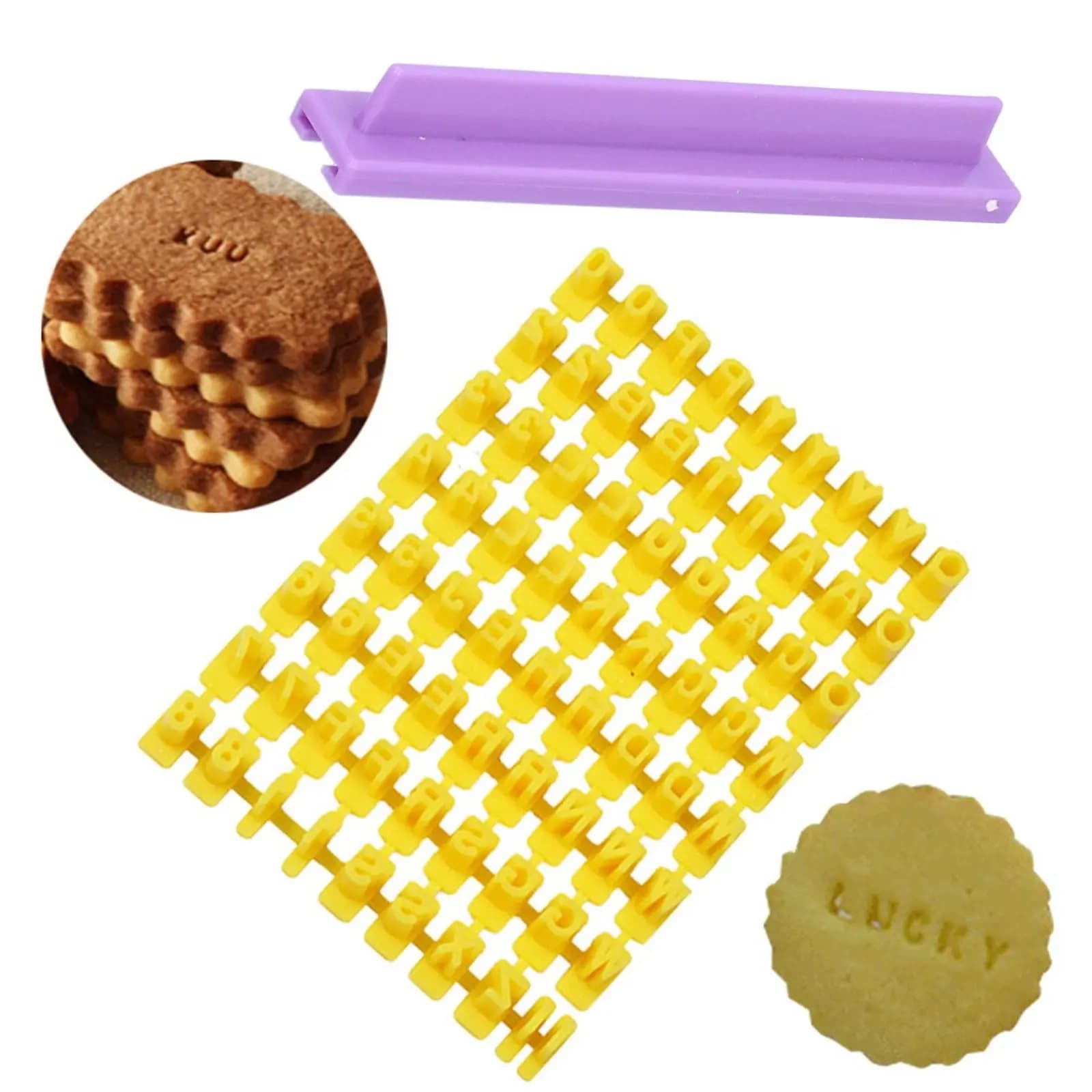 Set di Timbri per Biscotti con Alfabeto, Numeri e Simboli Riutilizzabili, Facili da Pulire, per Pasticceria, Stampa Nitida
